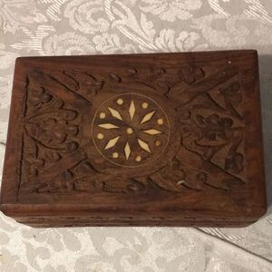 Vintage Hand Carved Wooden Trinket Box